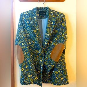 Wildfang Ultimate Tux Blazer Floral Blue Jacket - M